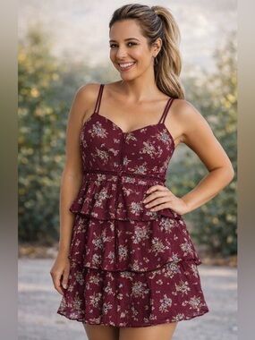 Trixxi Clothing Company Burgundy Floral Top